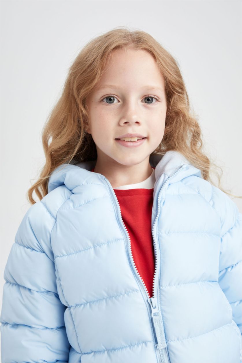 GIRLS & TEENS Light Blue Girl Hooded Lining Fleece Puffer Jacket