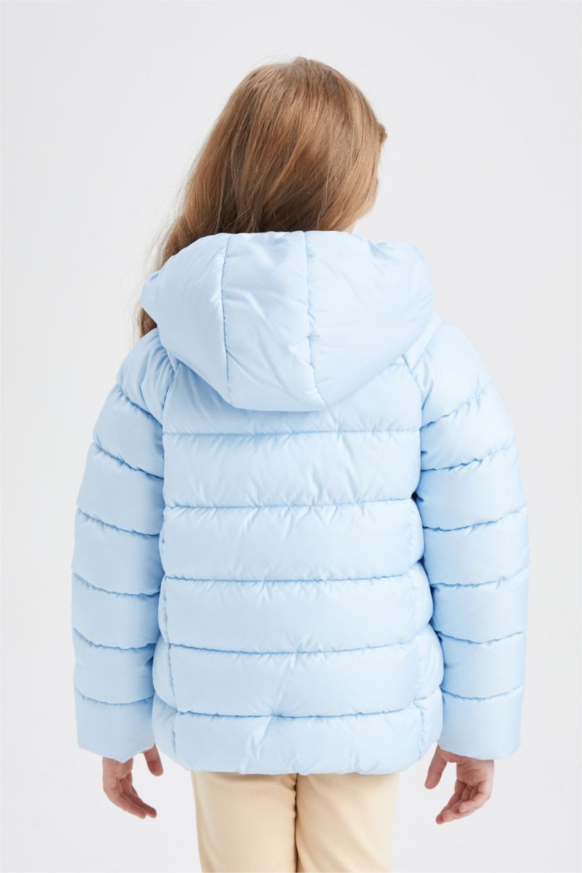 GIRLS & TEENS Light Blue Girl Hooded Lining Fleece Puffer Jacket