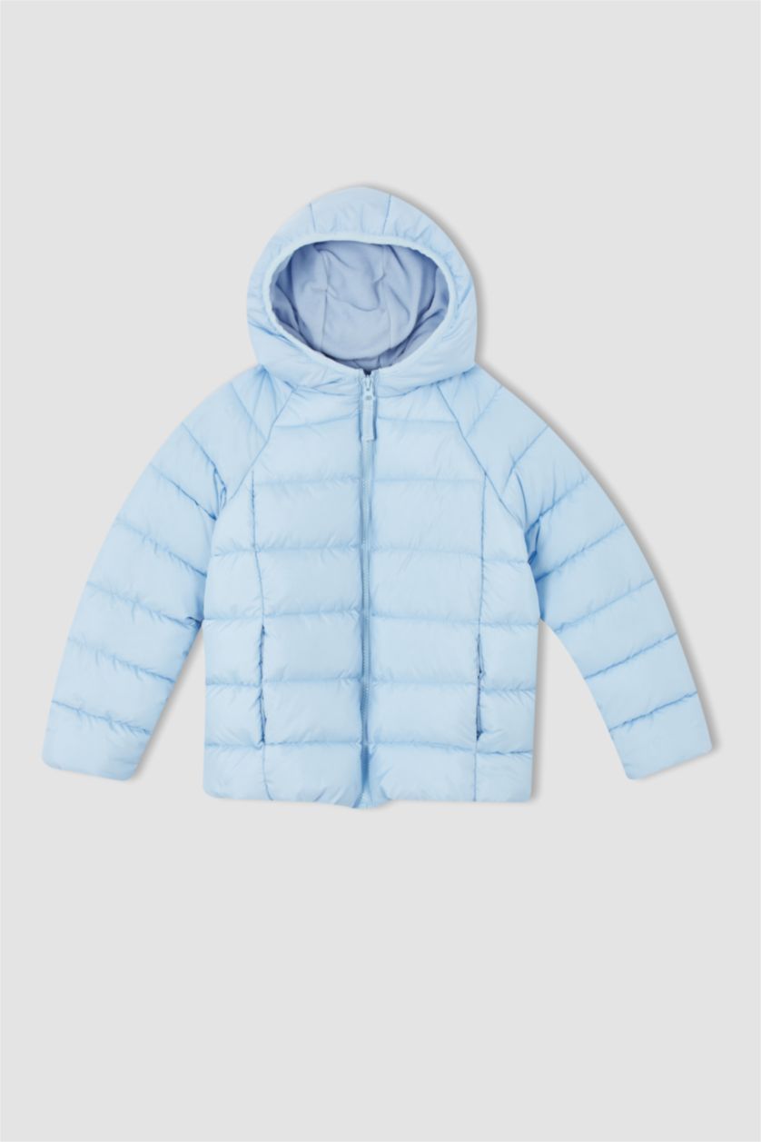 GIRLS & TEENS Light Blue Girl Hooded Lining Fleece Puffer Jacket