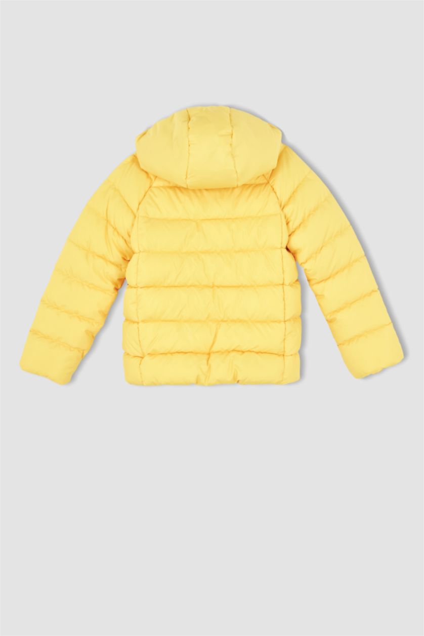 بناتي أصفر جاكيت بامب بناتي بكابيشون ببطانة صوفية