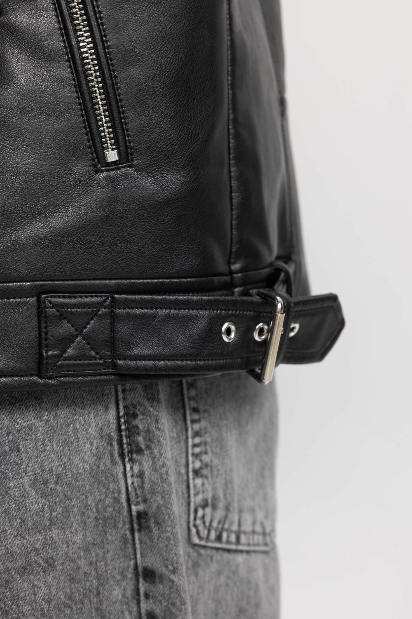 Ерлер қара поло жаға ПУ Күртеше