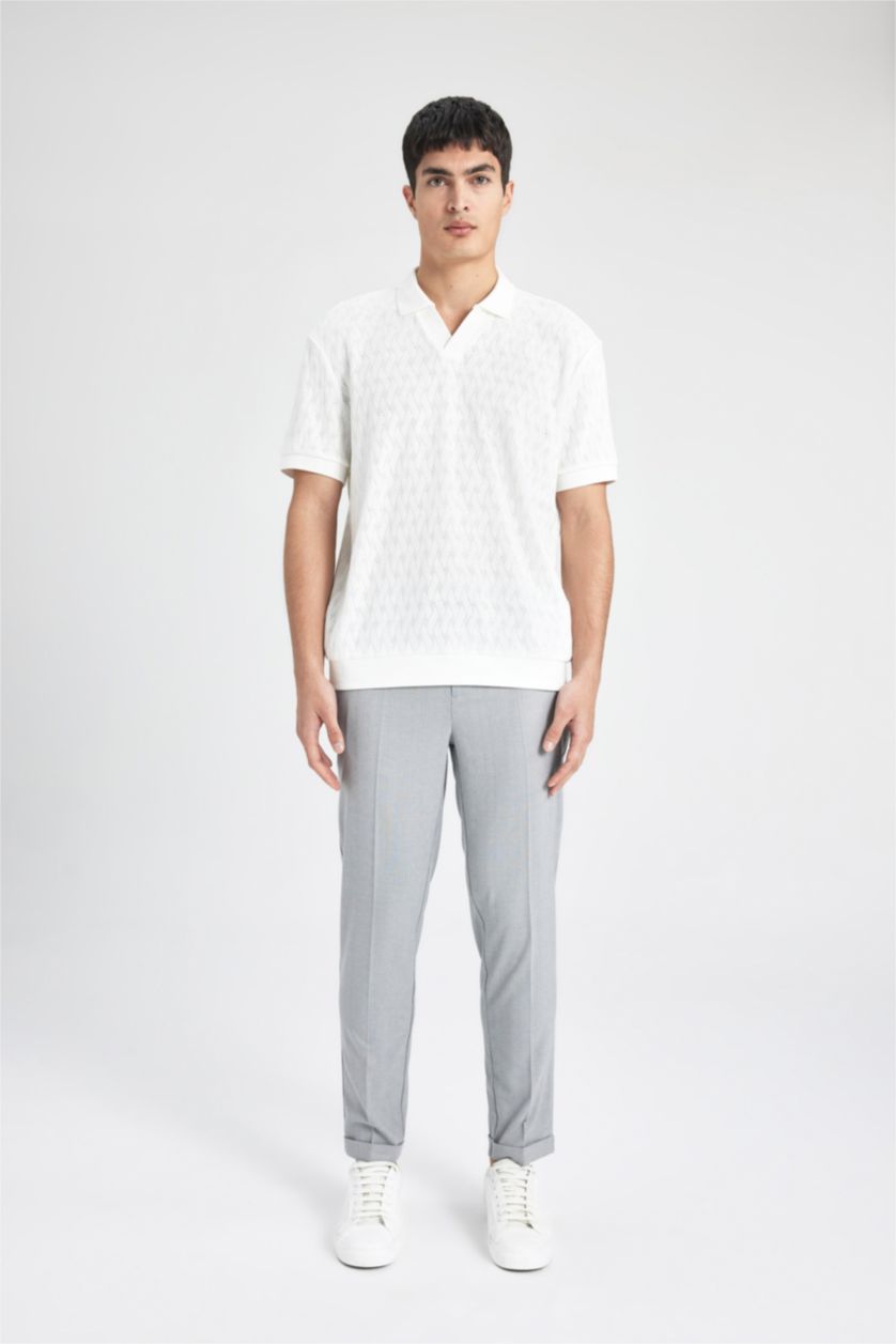 رجالي رمادي بنطلون جوجر بحافة مزدوجة