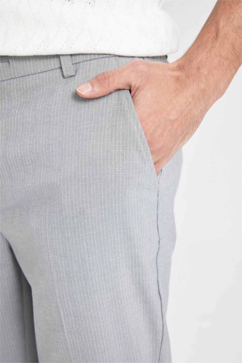 رجالي رمادي بنطلون جوجر بحافة مزدوجة