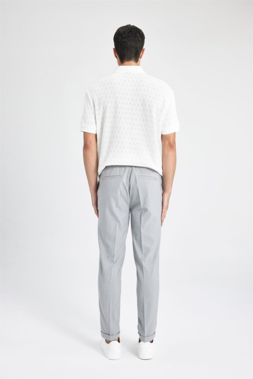 رجالي رمادي بنطلون جوجر بحافة مزدوجة