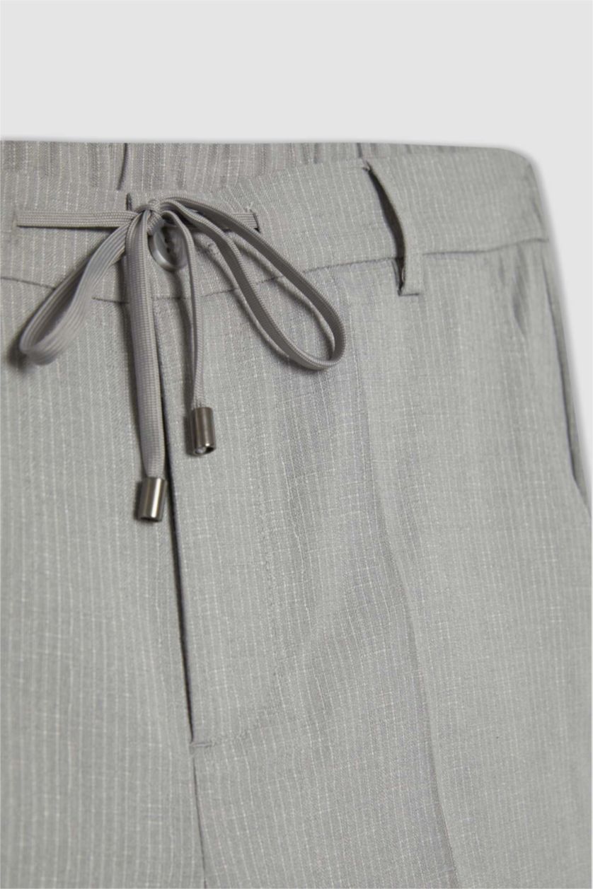 رجالي رمادي بنطلون جوجر بحافة مزدوجة