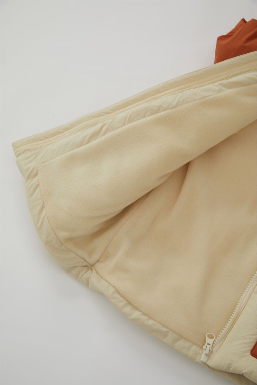 BABY BOY Beige Boy Waterproof Hooded Fleece Lined Puffer Jacket