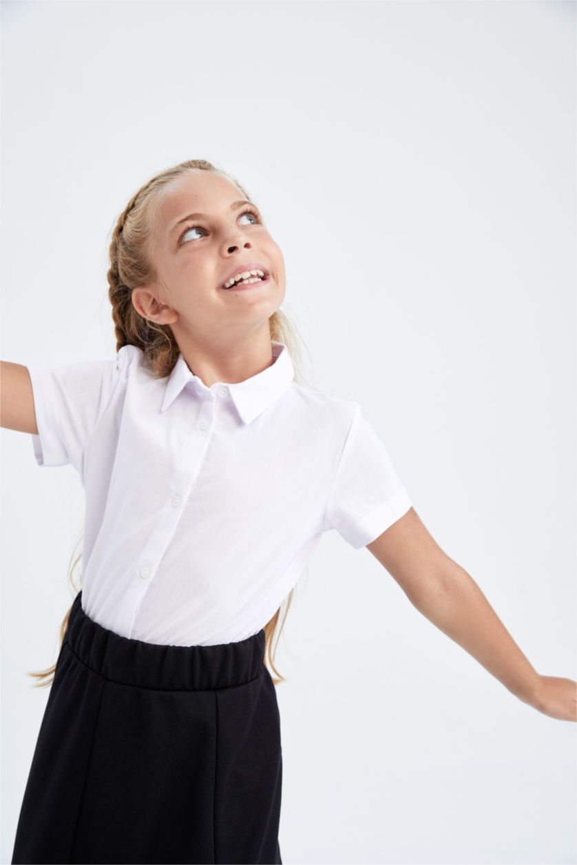 Girls & Teens White Regular Fit Short Sleeve Shirt