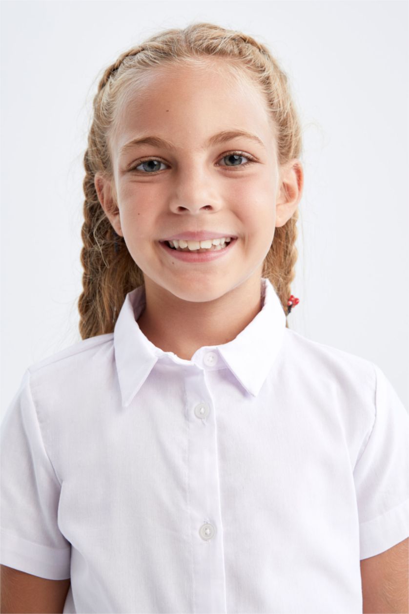 Girls & Teens White Regular Fit Short Sleeve Shirt