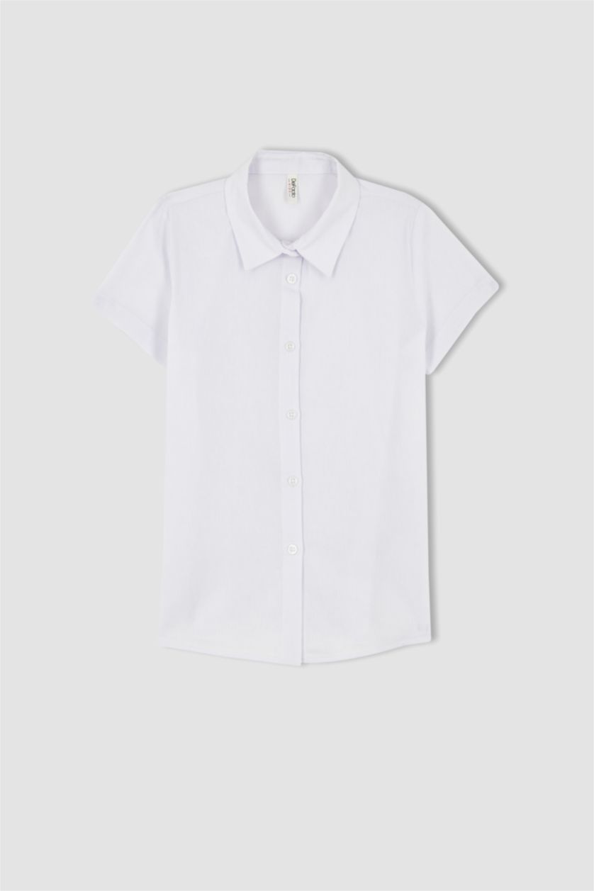 Girls & Teens White Regular Fit Short Sleeve Shirt