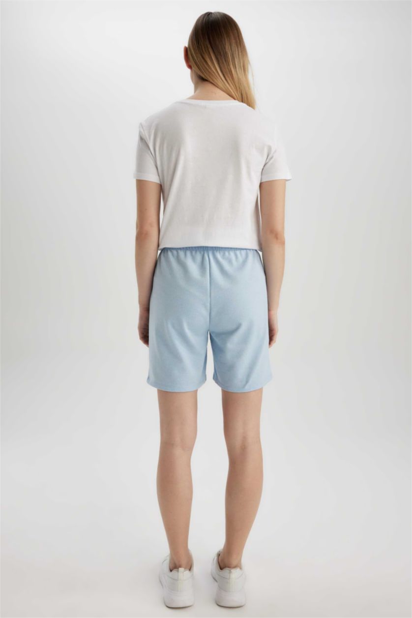 نساء أزرق فاتح شورت برمودا قطن بقصة عادية