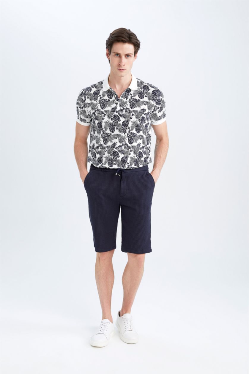 MAN Indigo Melange Regular Fit Basic Bermuda Shorts