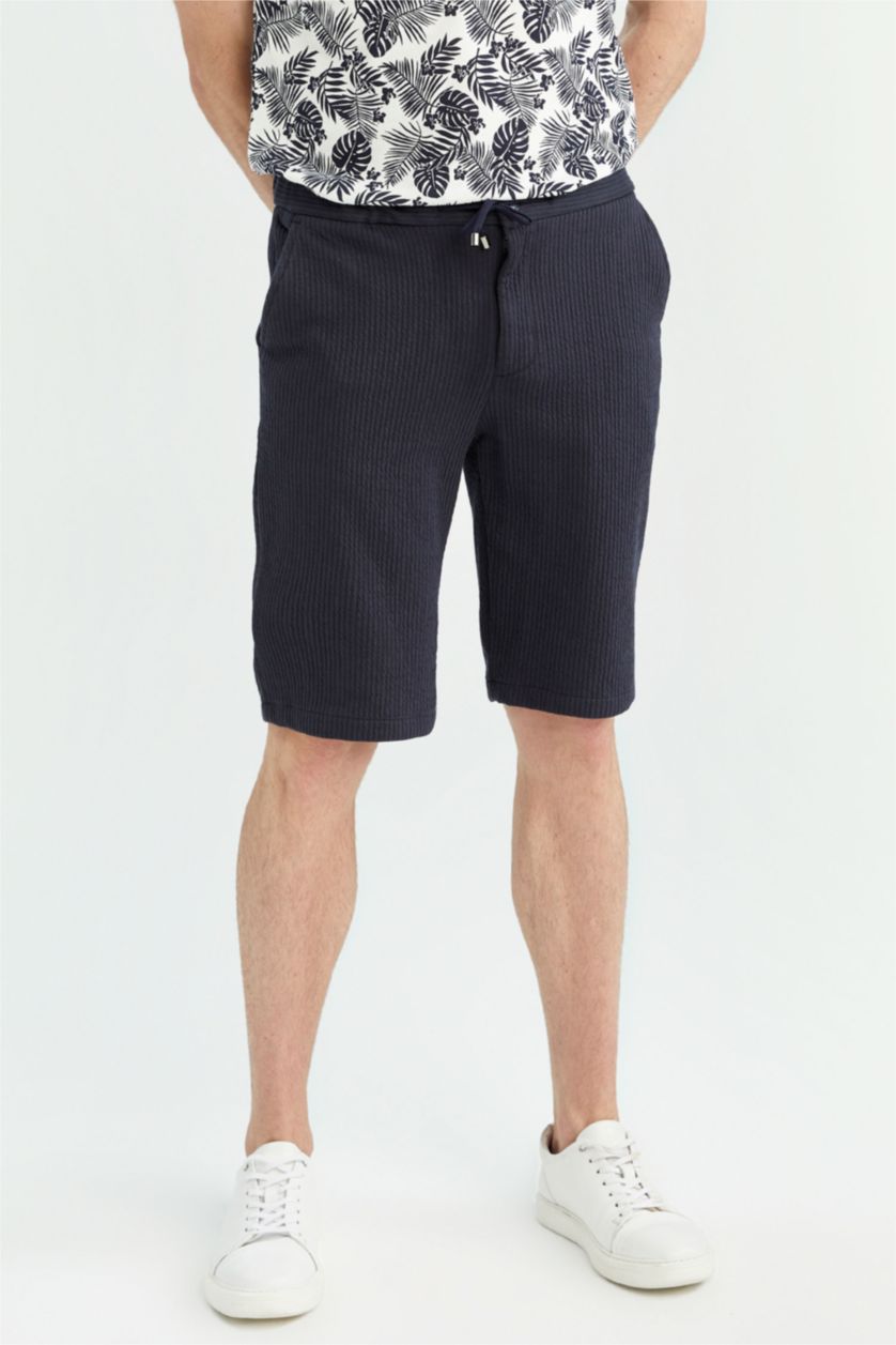 MAN Indigo Melange Regular Fit Basic Bermuda Shorts
