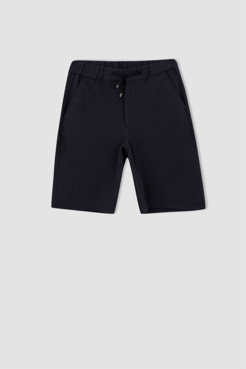 MAN Indigo Melange Regular Fit Basic Bermuda Shorts