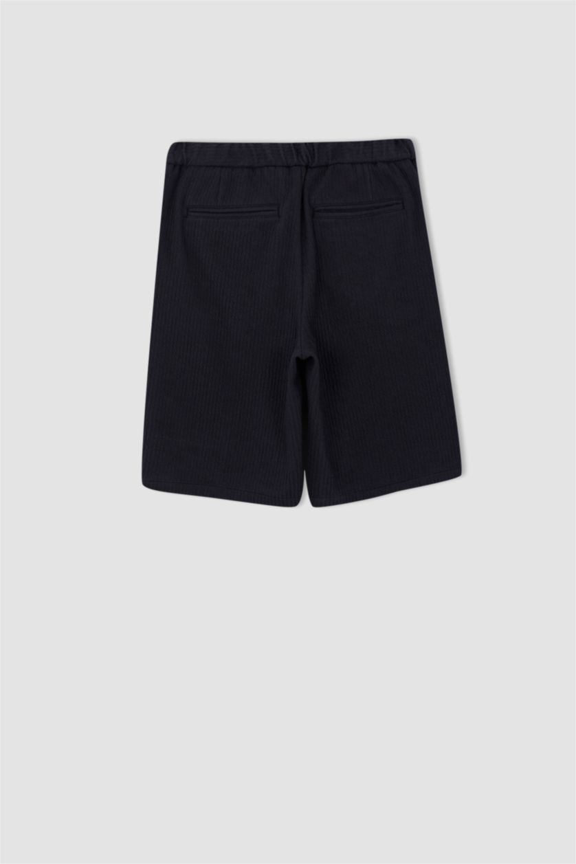 MAN Indigo Melange Regular Fit Basic Bermuda Shorts