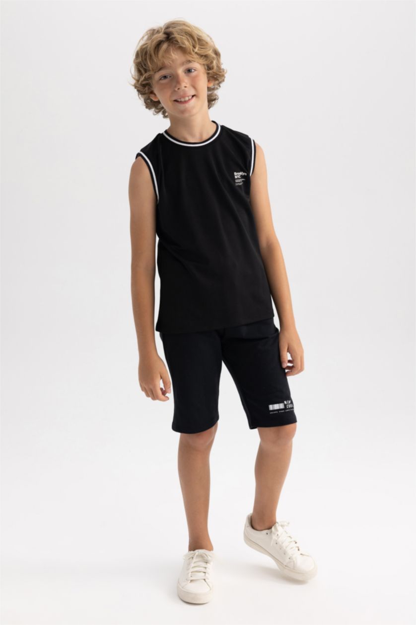 GARÇONS Noir Short Garçon, Tissu Fin, Coupe Classique