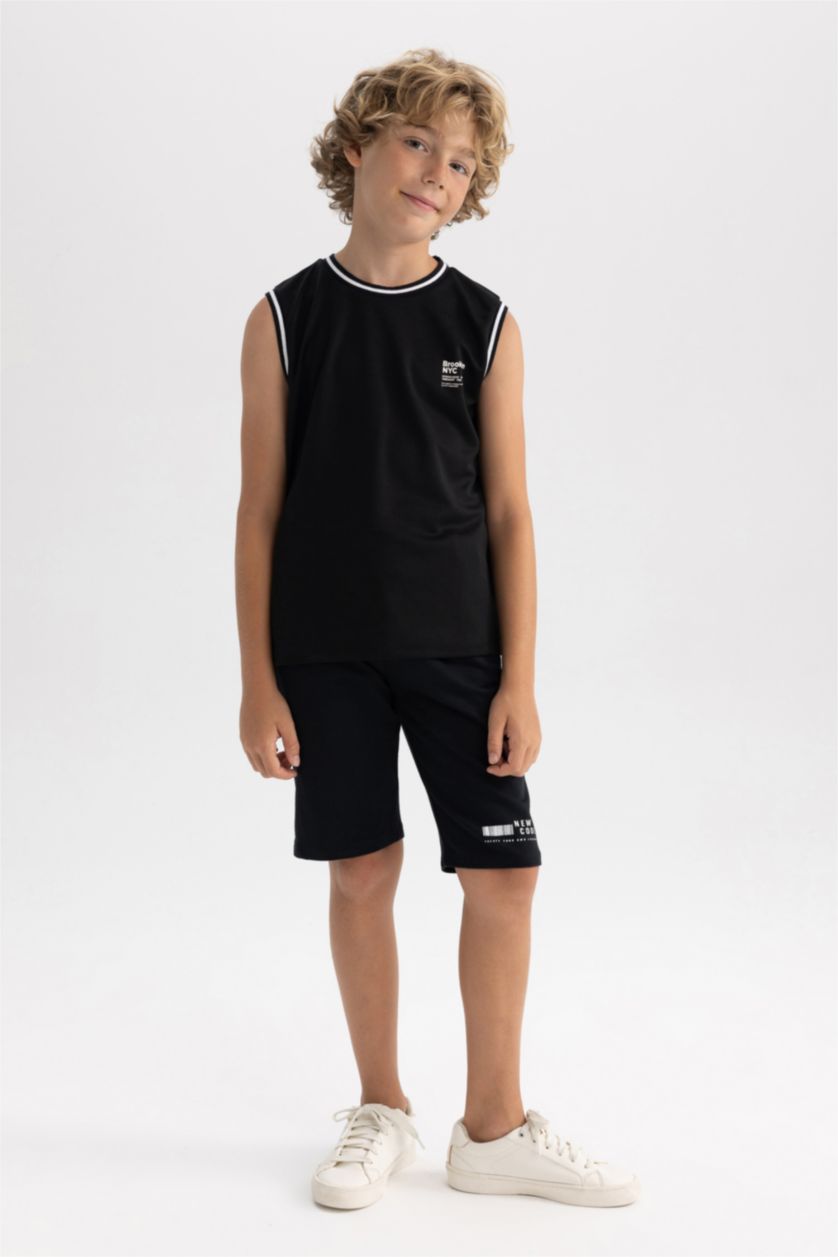 GARÇONS Noir Short Garçon, Tissu Fin, Coupe Classique