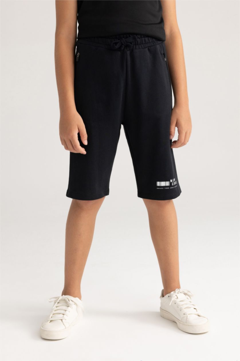 GARÇONS Noir Short Garçon, Tissu Fin, Coupe Classique