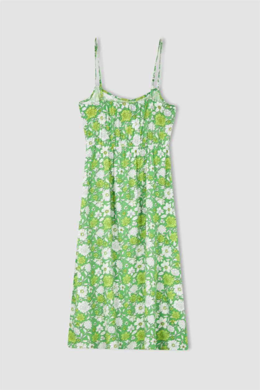 نساء أخضر فستان بأكمام قصيرة ميدي منقط سليم فيت بدون بأكمام بياقة V