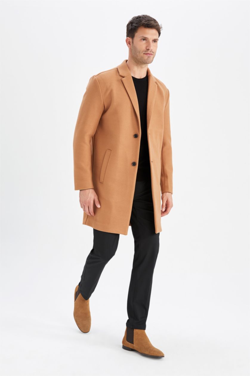 Мужчины Коричневый Парка свободного кроя кашемир для мужчин