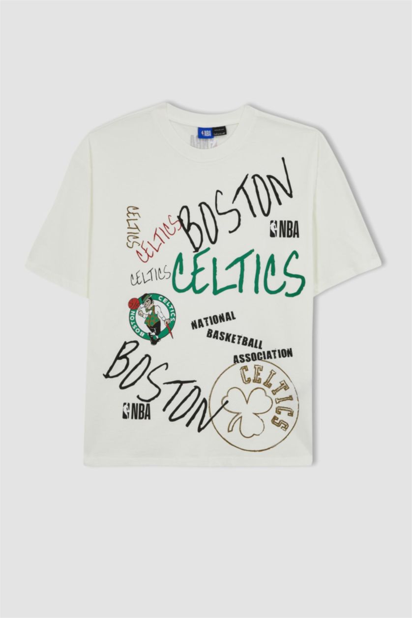 HOMME Écru T shirt Coupe Oversize NBA Col rond Celtics de Boston