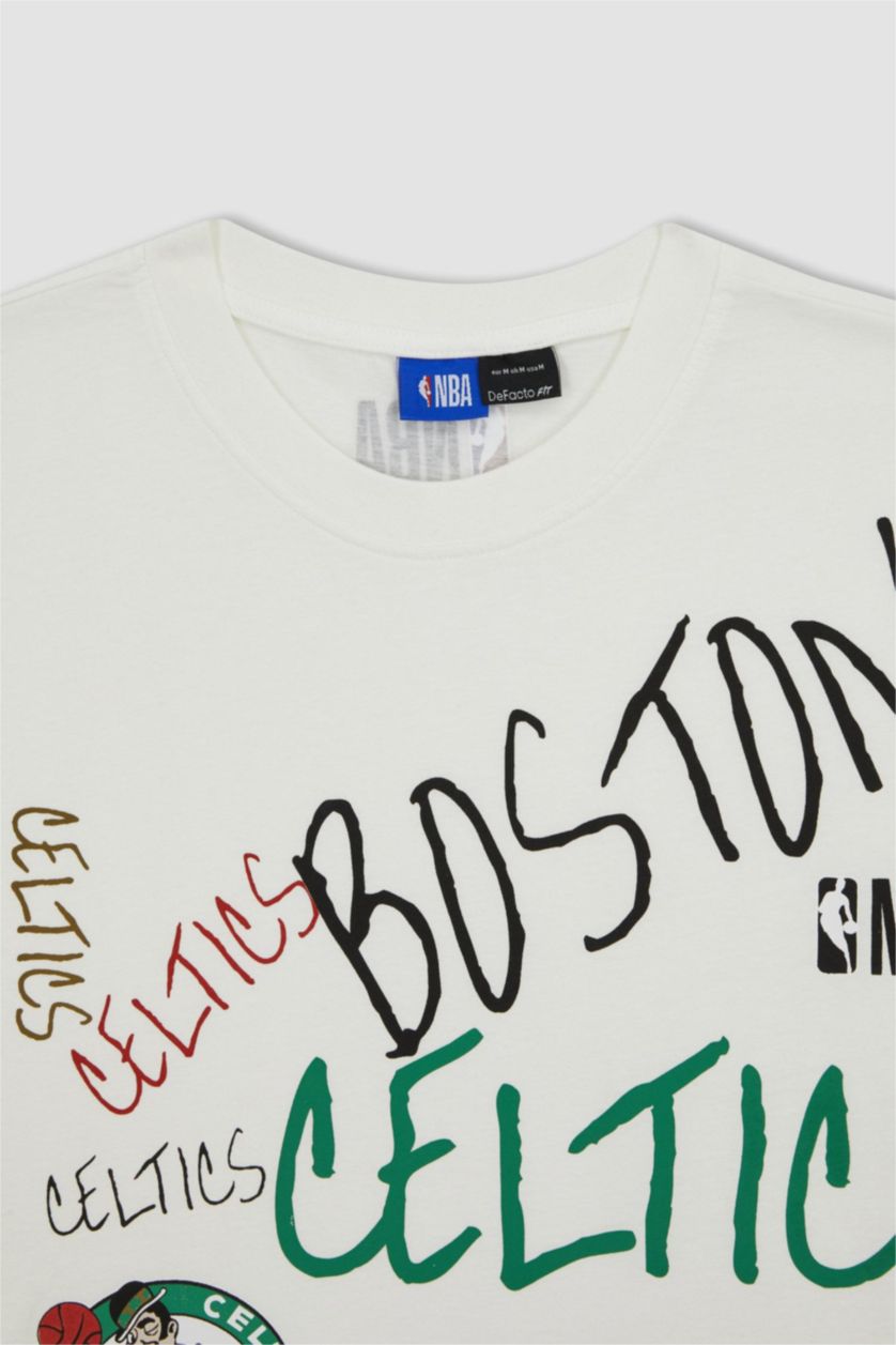 HOMME Écru T shirt Coupe Oversize NBA Col rond Celtics de Boston