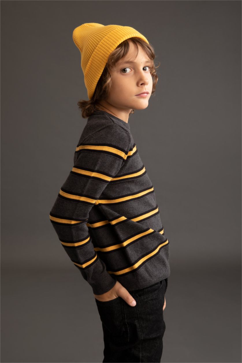 Мальчики и подростки Антра-меланж Пуловер стандартного кроя с круглым вырезом из хлопка для мальчиков