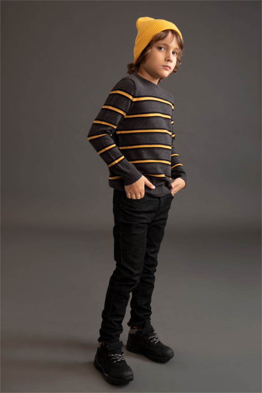 Мальчики и подростки Антра-меланж Пуловер стандартного кроя с круглым вырезом из хлопка для мальчиков