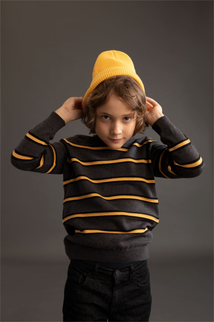 Мальчики и подростки Антра-меланж Пуловер стандартного кроя с круглым вырезом из хлопка для мальчиков