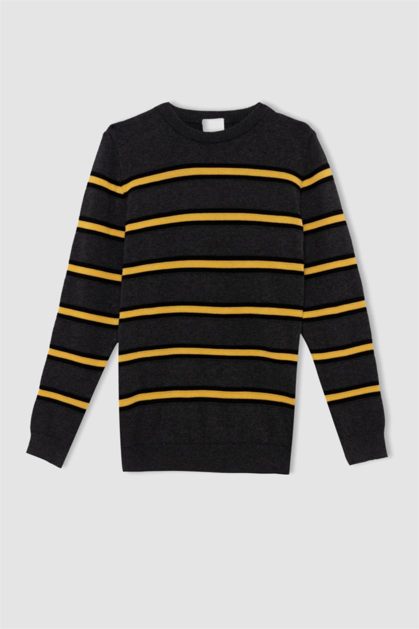 Мальчики и подростки Антра-меланж Пуловер стандартного кроя с круглым вырезом из хлопка для мальчиков