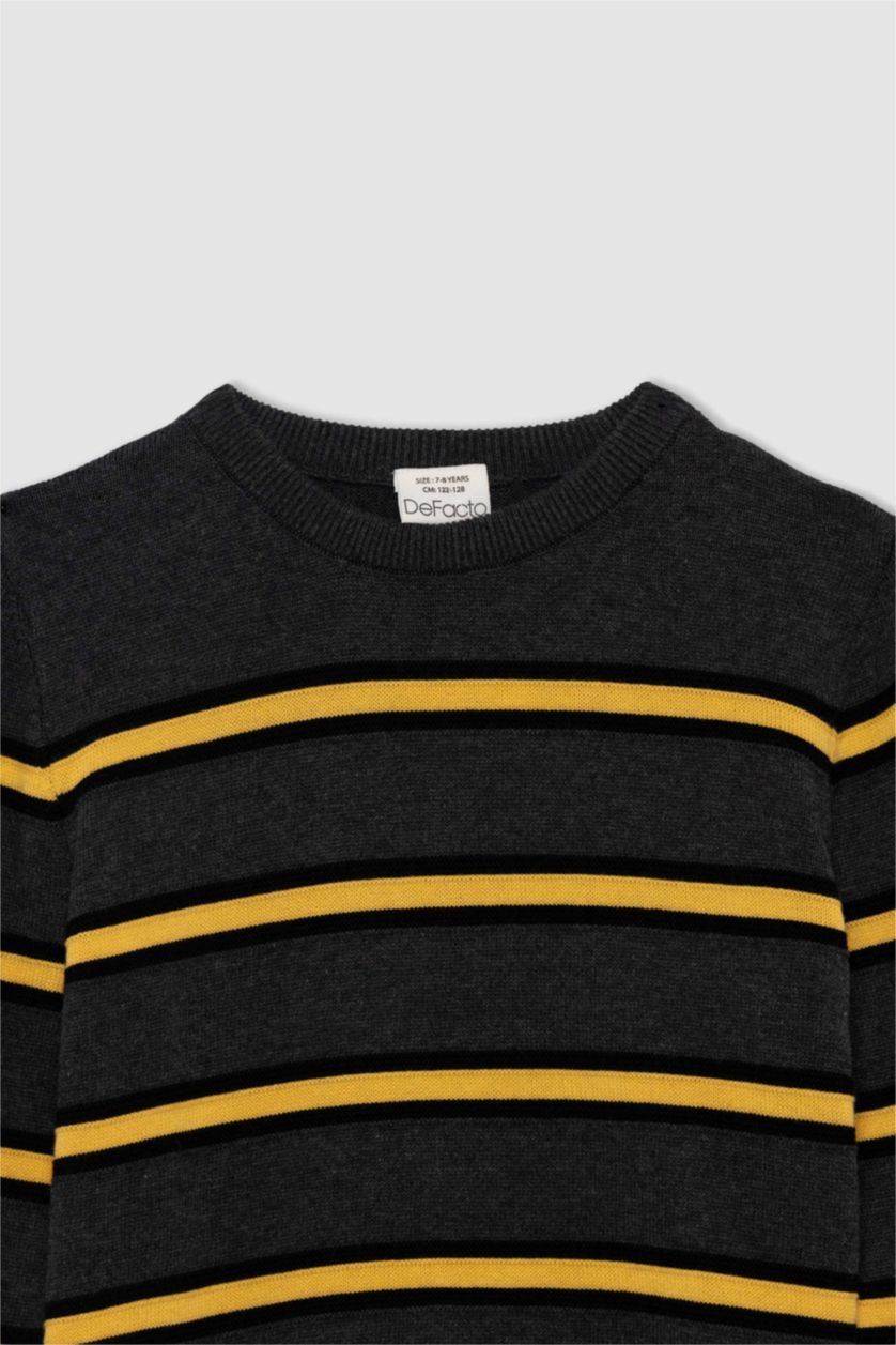 Мальчики и подростки Антра-меланж Пуловер стандартного кроя с круглым вырезом из хлопка для мальчиков