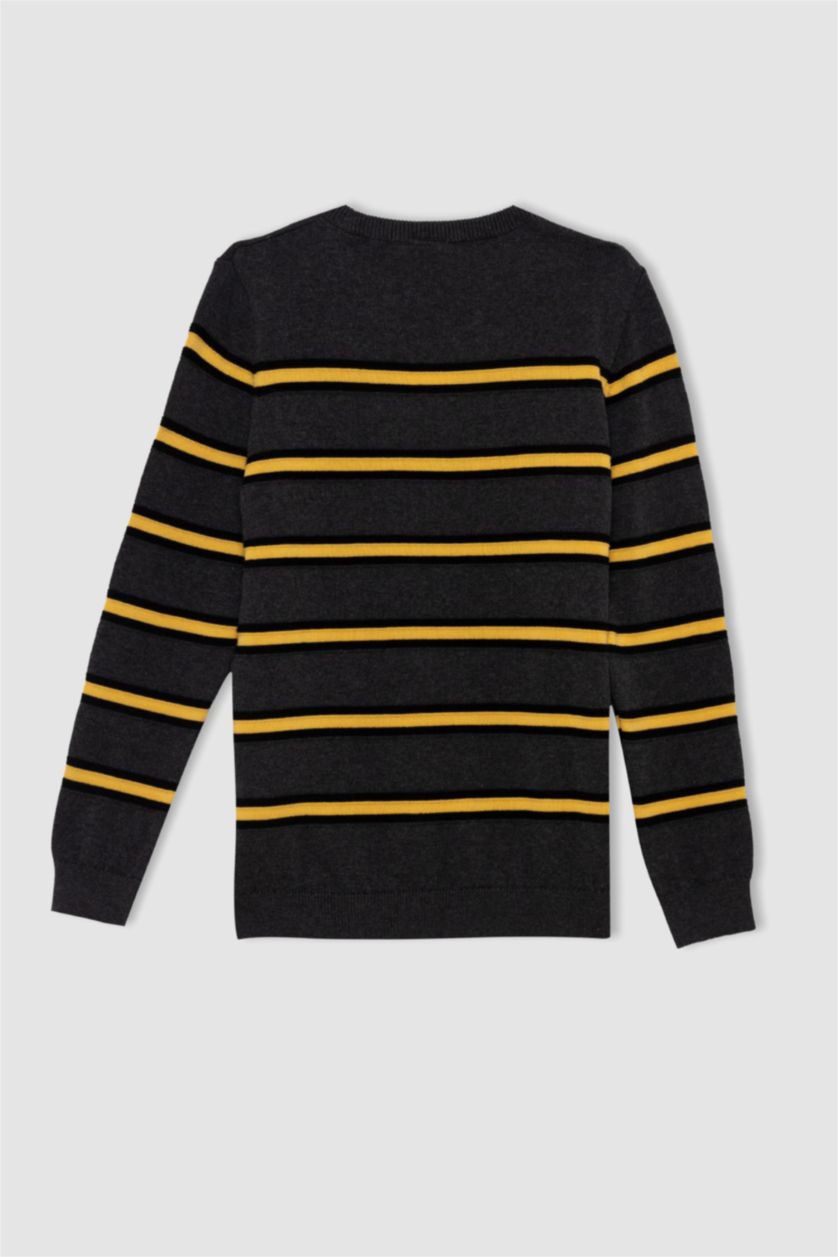 Мальчики и подростки Антра-меланж Пуловер стандартного кроя с круглым вырезом из хлопка для мальчиков