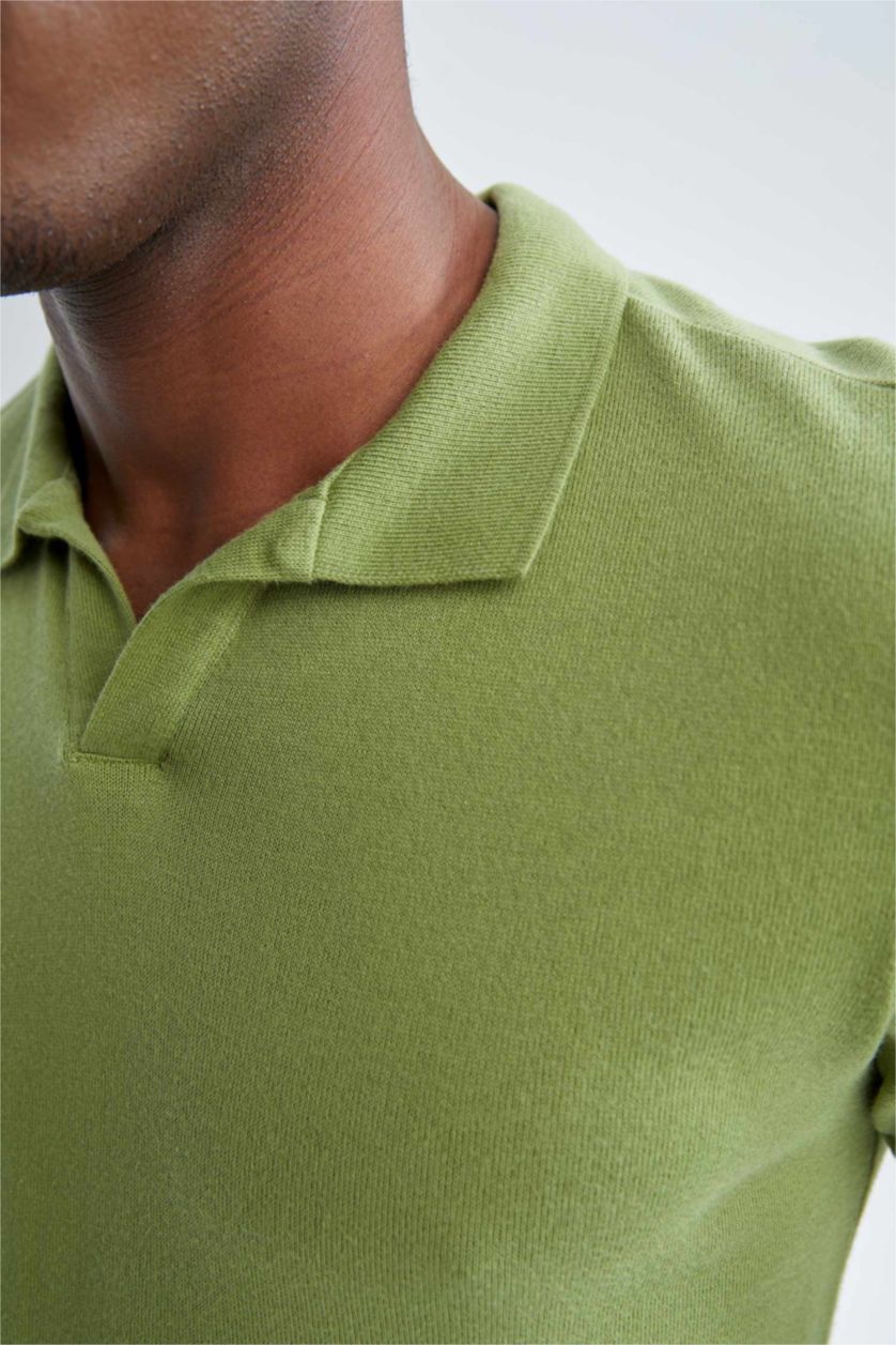 Мужчины Зеленый Футболка-поло приталенного кроя базовая