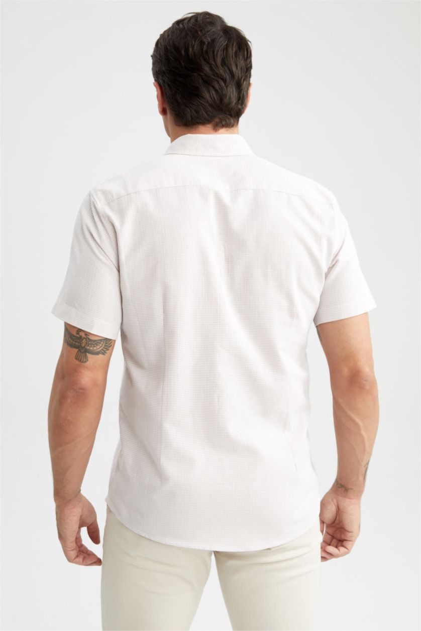MAN Beige Slim Fit Short Sleeve Shirt