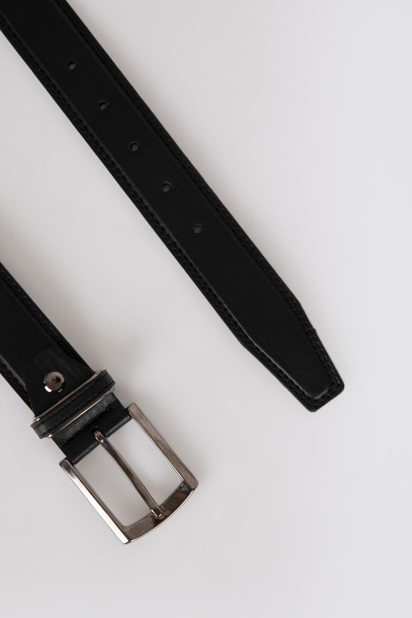 Erkek Siyah Erkek Suni Deri Klasik Kemer