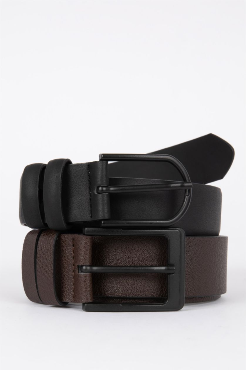 Man Karma Artificial Leather Sport and Classic 2-Pack Belt