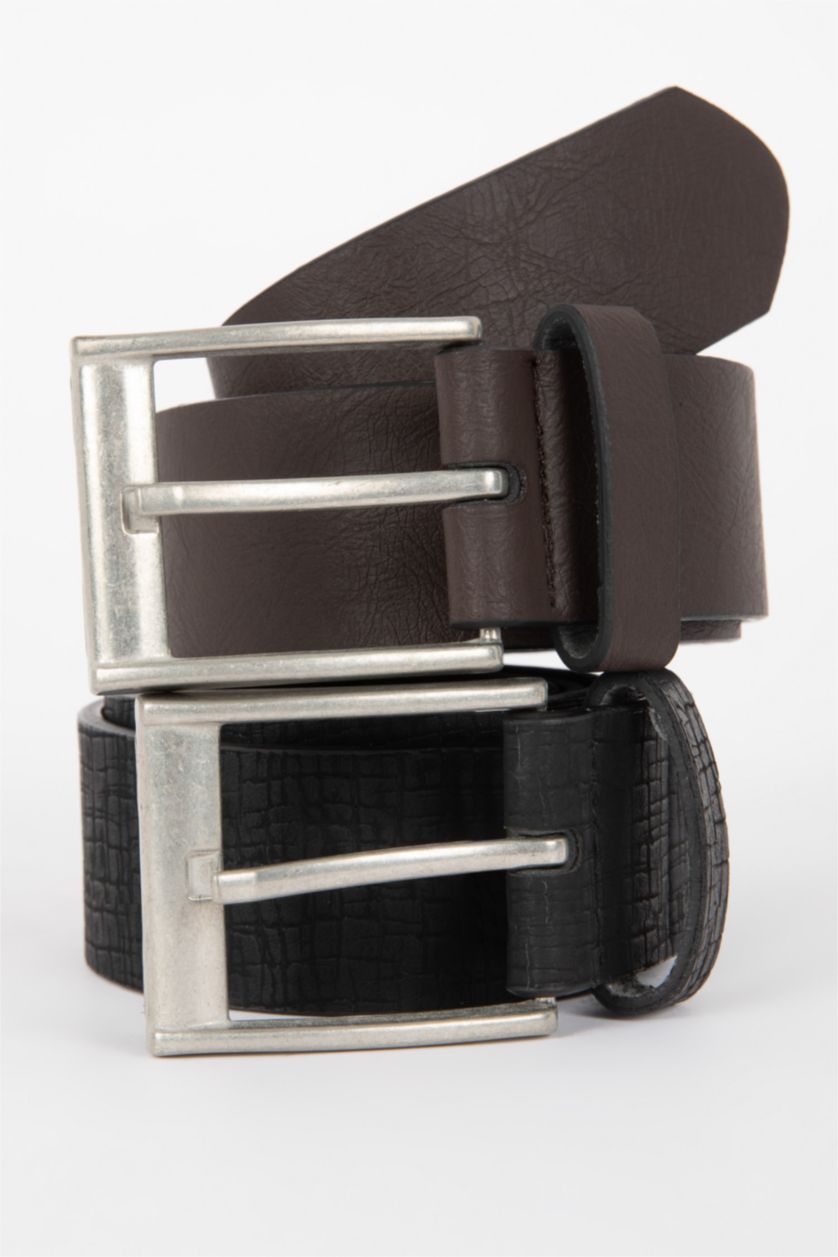 Men Karma Faux Leather 2-Pack Daily Belt