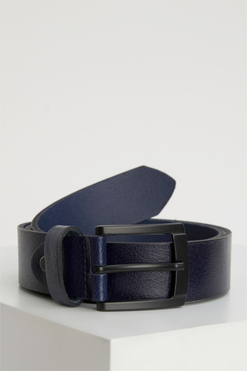 Erkek Lacivert Erkek Hakiki Deri Kemer
