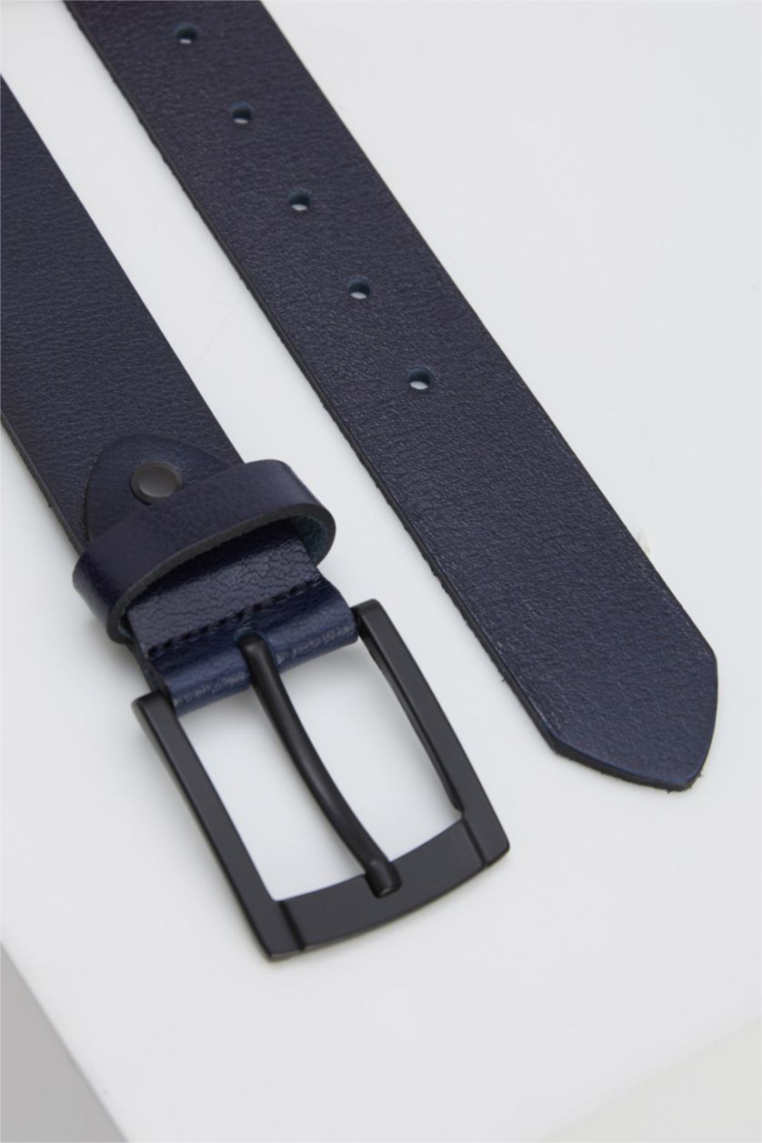 Erkek Lacivert Erkek Hakiki Deri Kemer