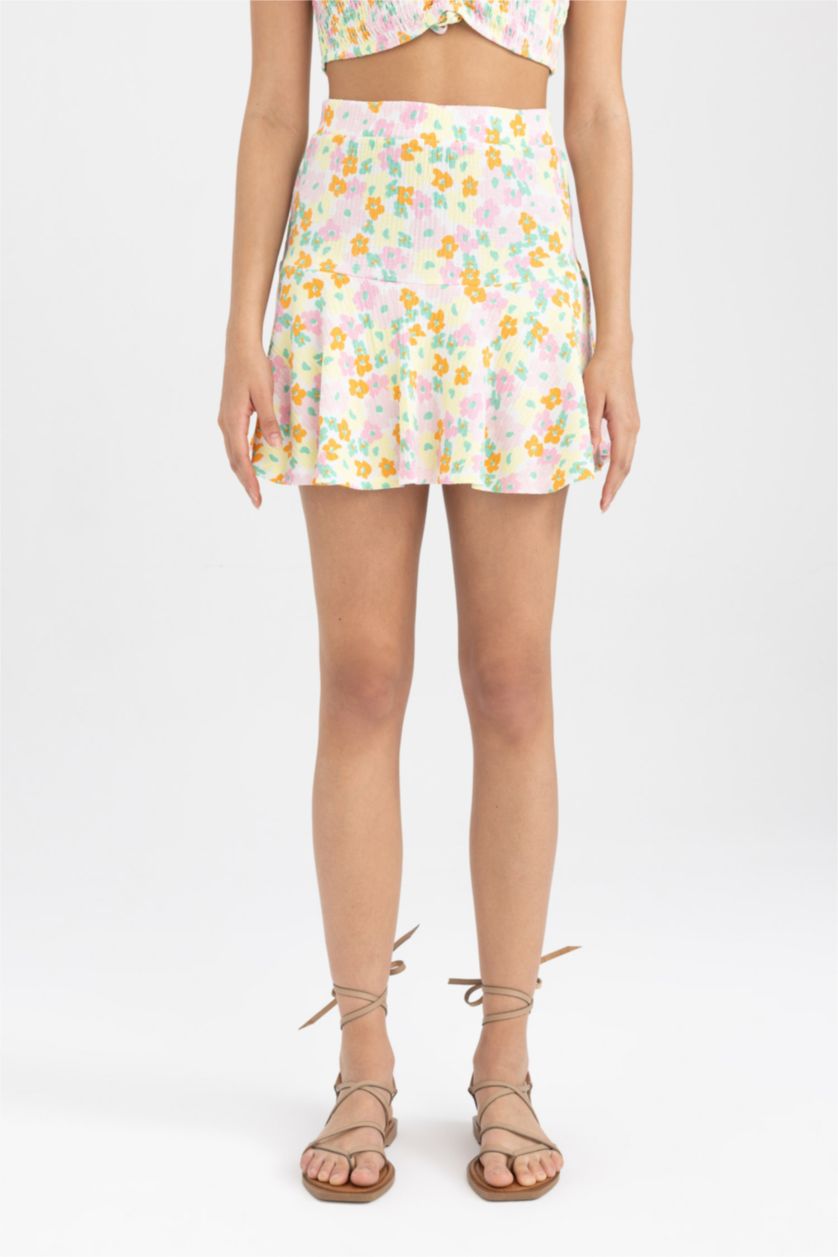 WOMAN Green Short Skirt Printed Mini Skirt