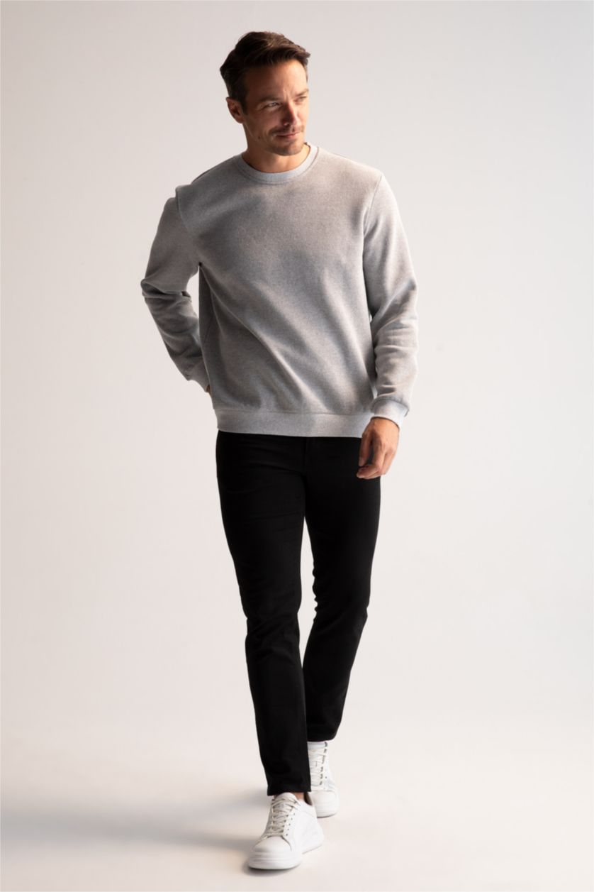 MAN Grey Melange Regular Fit Sweatshirt