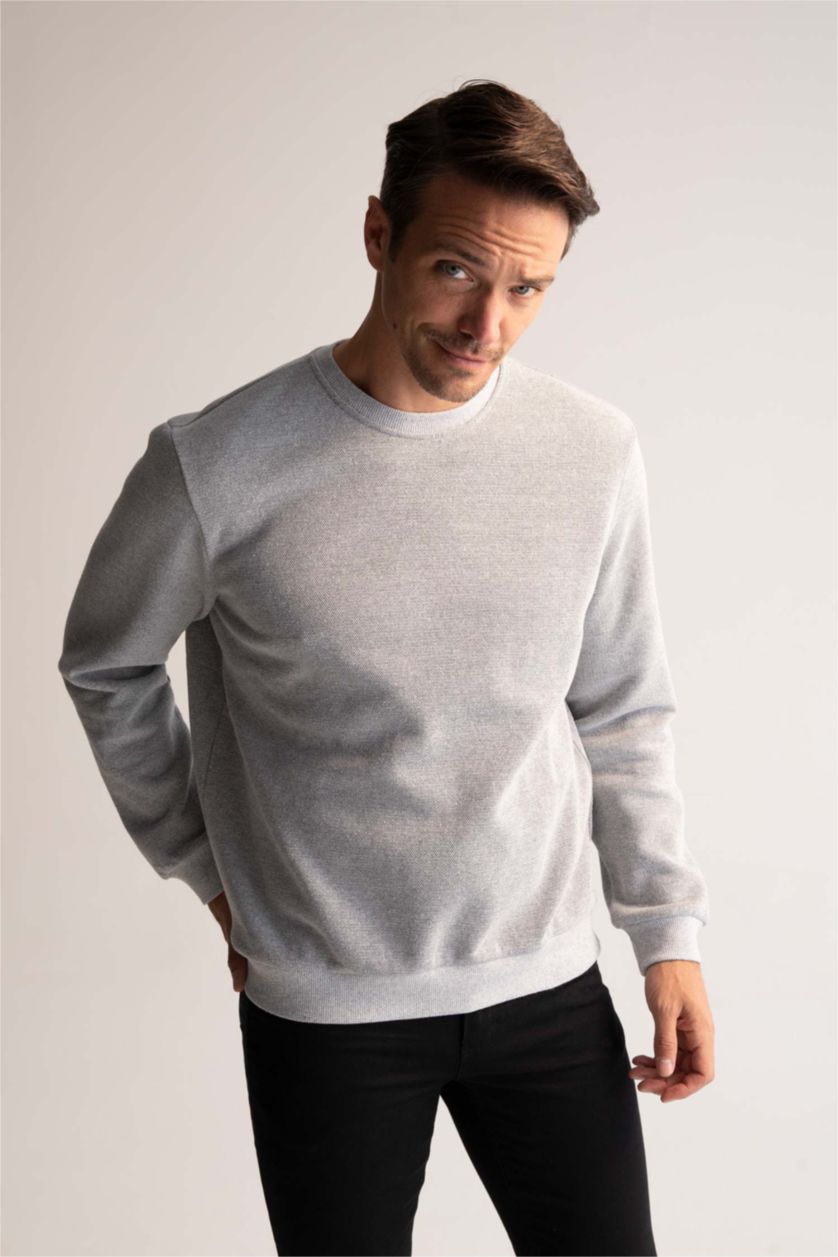 MAN Grey Melange Regular Fit Sweatshirt