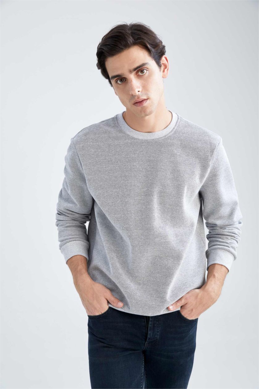 MAN Grey Melange Regular Fit Sweatshirt