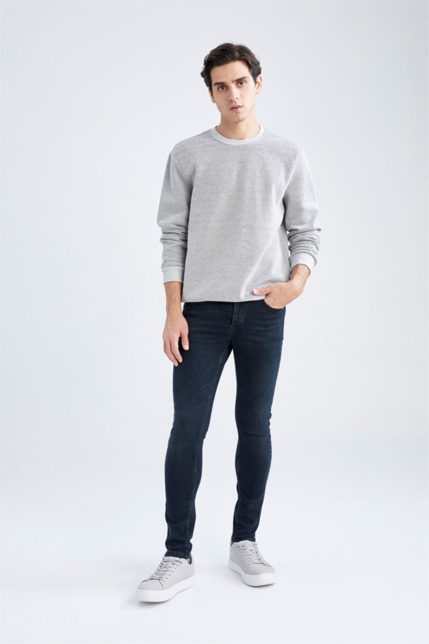 MAN Grey Melange Regular Fit Sweatshirt