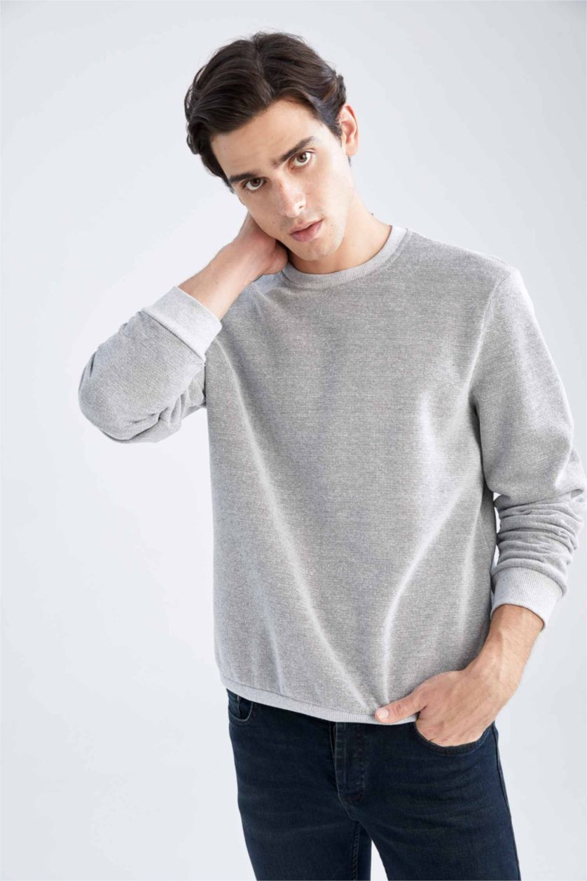 MAN Grey Melange Regular Fit Sweatshirt