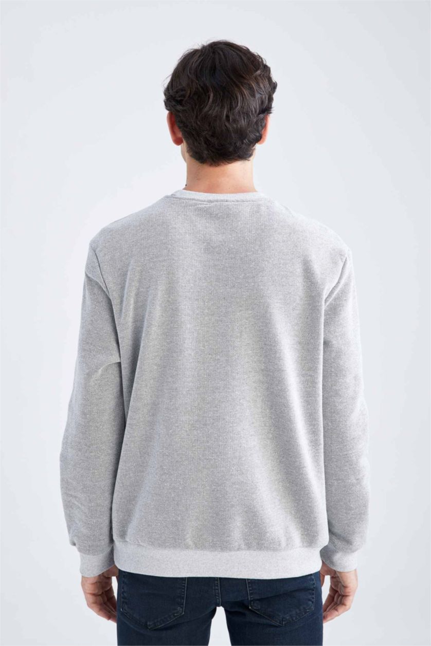 MAN Grey Melange Regular Fit Sweatshirt