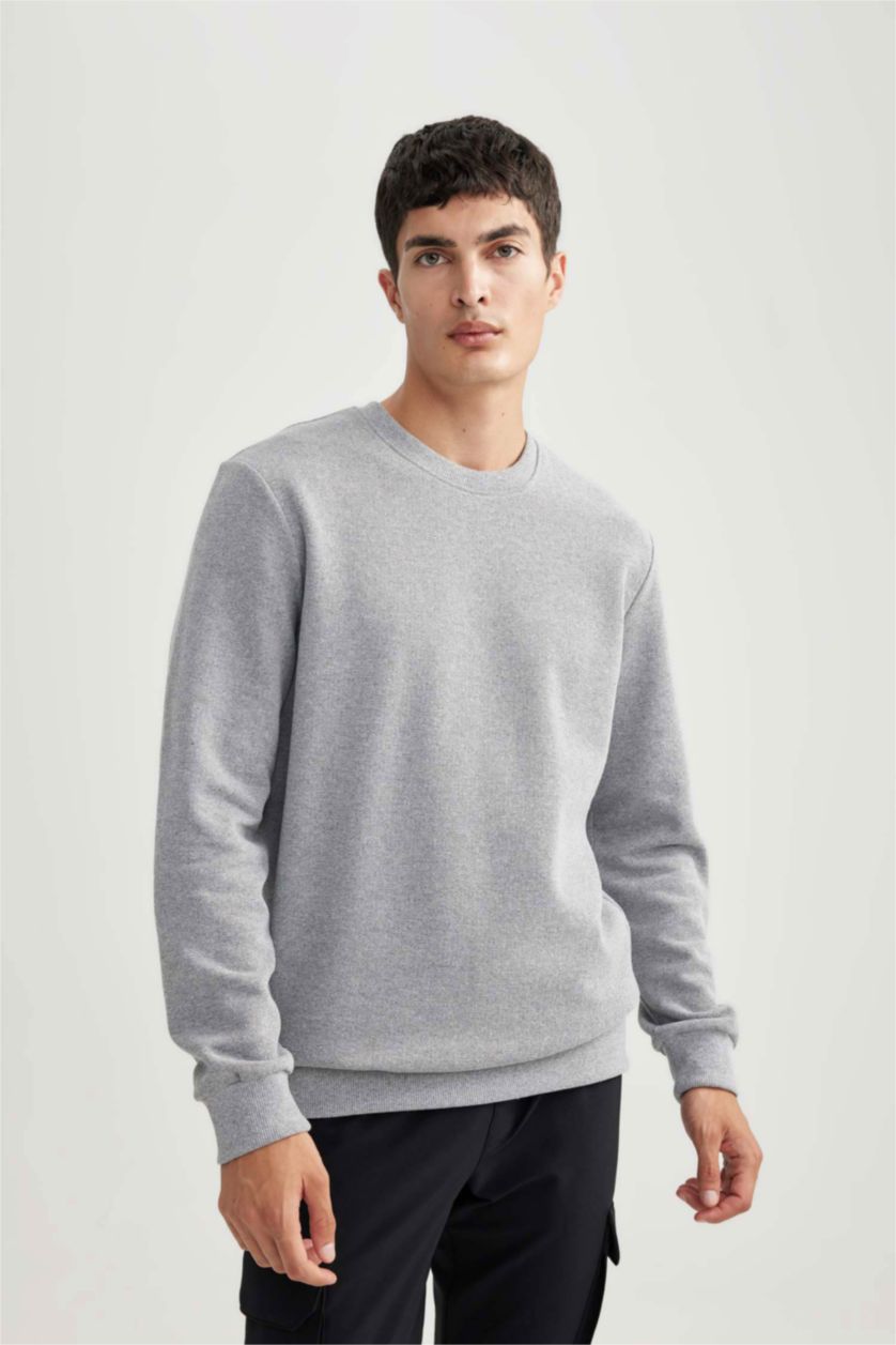 Erkek Gri Melanj Regular Fıt Sweatshirt