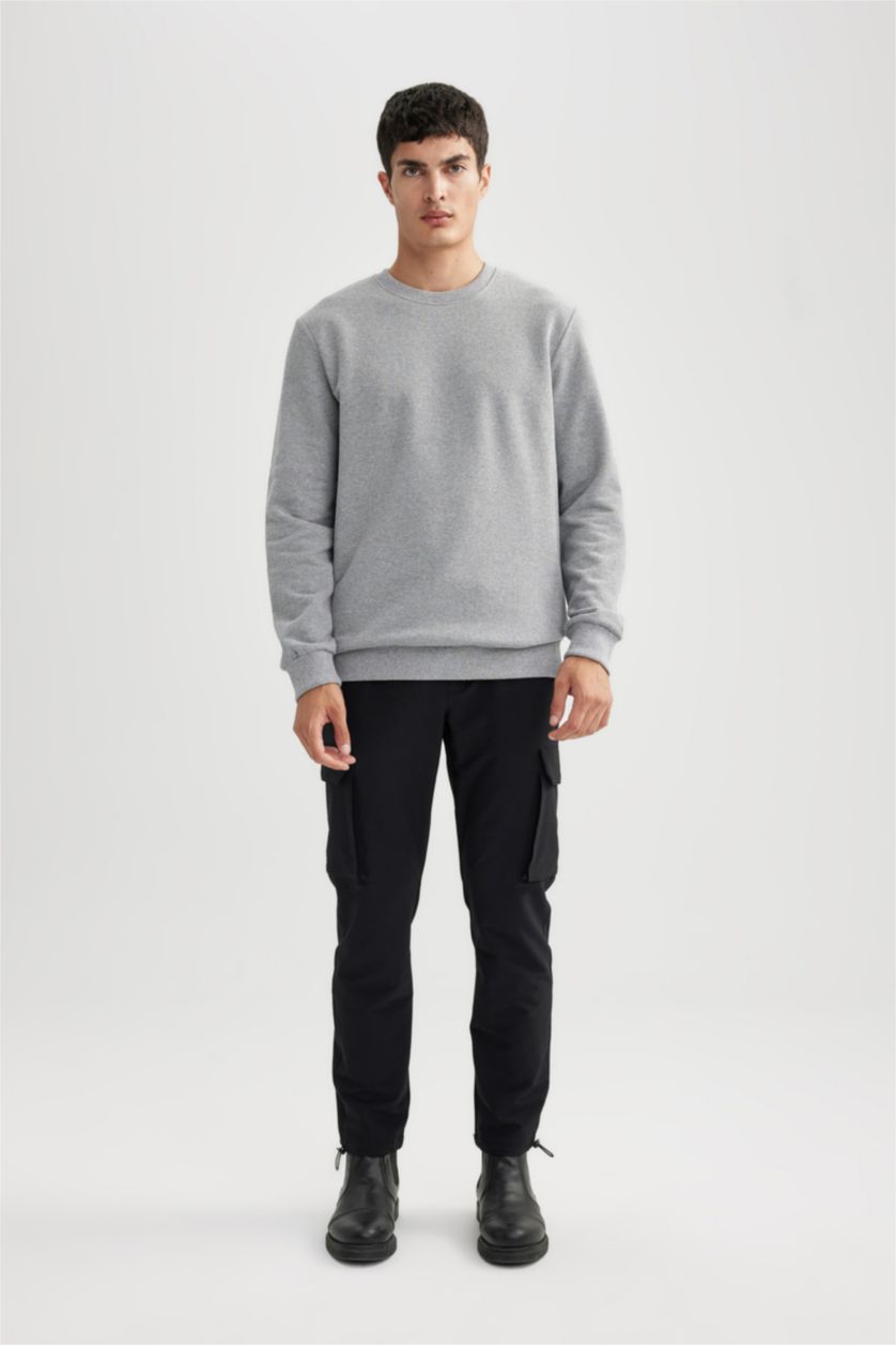 Erkek Gri Melanj Regular Fıt Sweatshirt