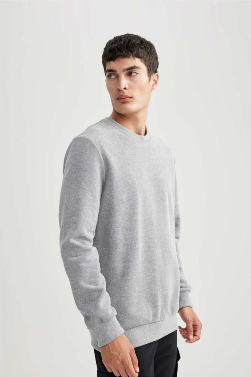 Erkek Gri Melanj Regular Fıt Sweatshirt