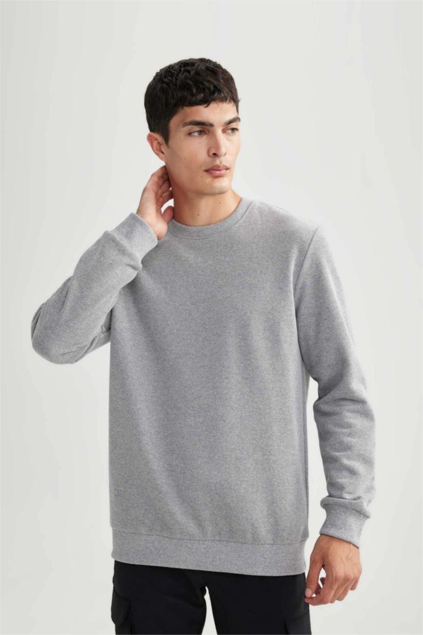 Erkek Gri Melanj Regular Fıt Sweatshirt