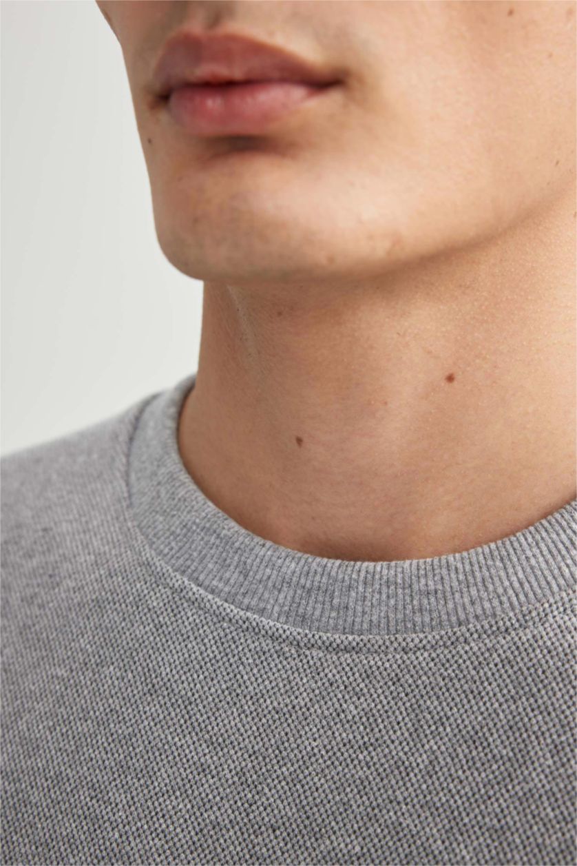 Erkek Gri Melanj Regular Fıt Sweatshirt